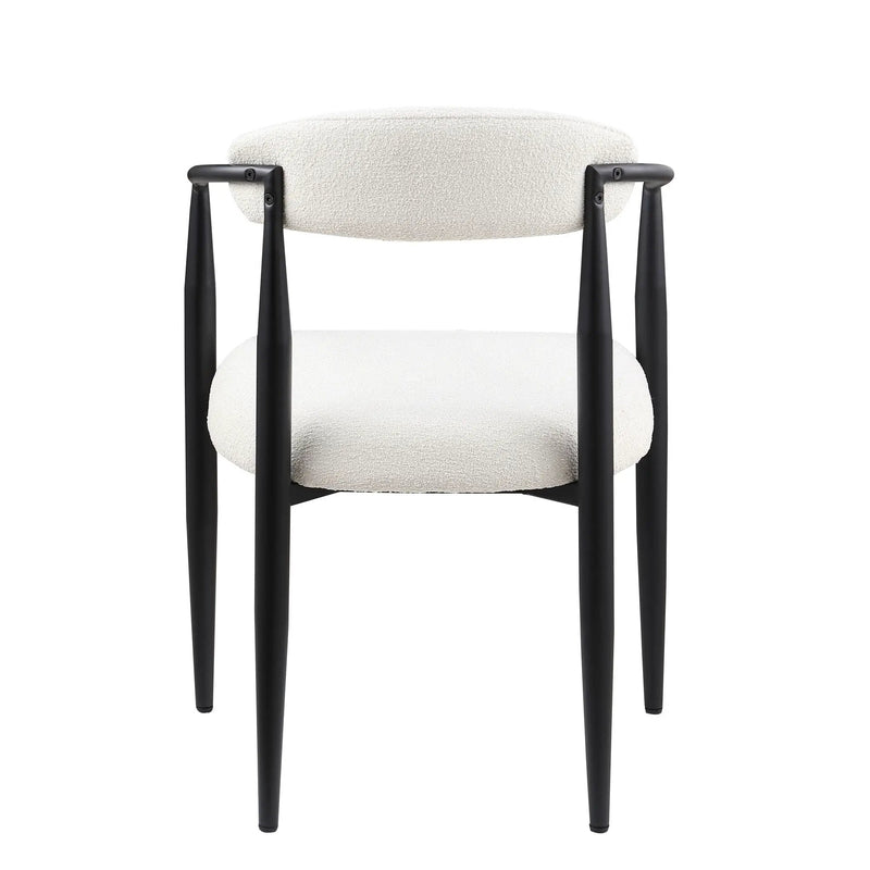 Dining Chairs (Set of 2), Mid-Century Modern Dining Chairs, Kitchen Dining Room Chairs, Round Boucle Backrest Sherpa Dining Chair With Metal Legs by HouseOfZazla