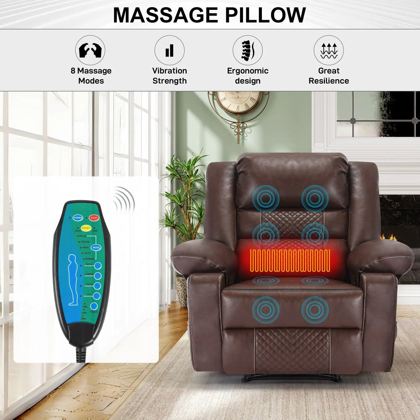 Breathable Massage Recliner Manual Chair by Unique Piece Furniture