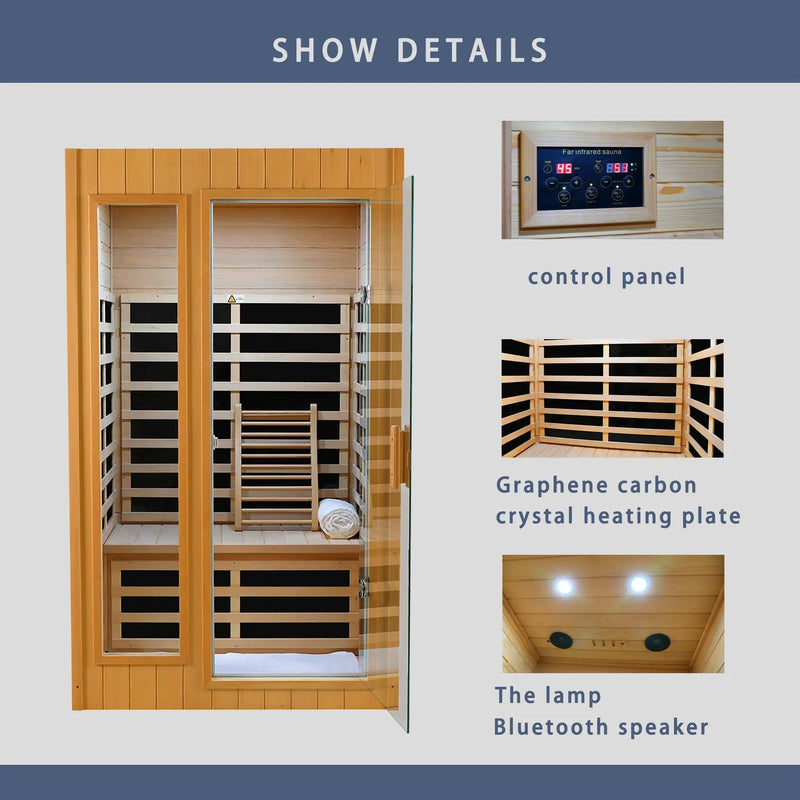 Hemlock Two-person far infrared roof embedded indoor sauna room by HouseOfZazla