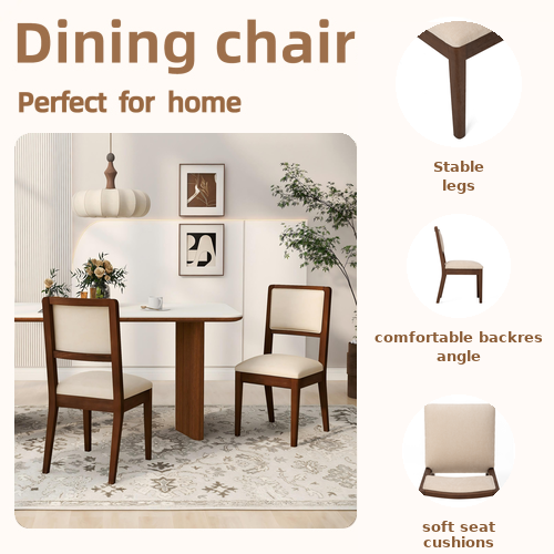 Set of 2 Compact Rubber Wood Dining Chairs, photo 8 of 10