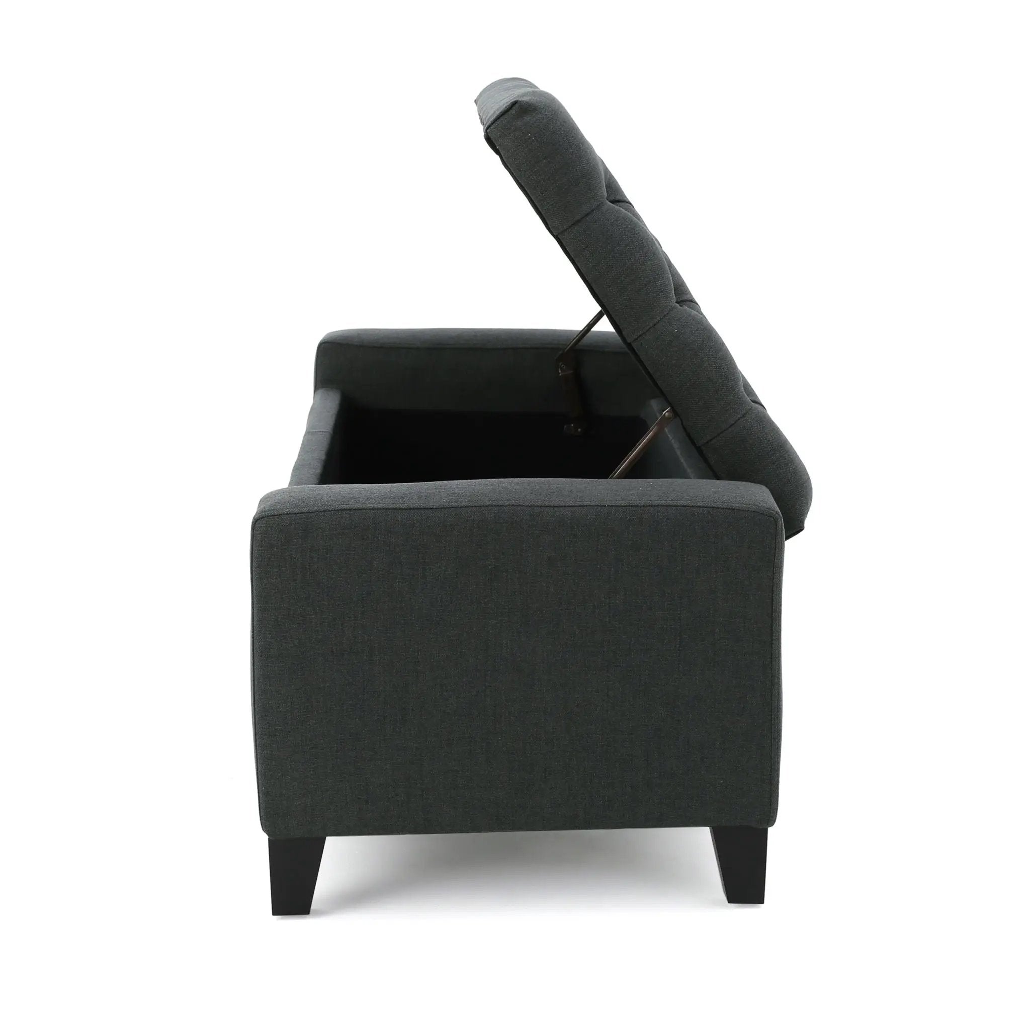 Contemporary Storage Ottoman With Tufted Top - Dark Gray by HouseOfZazla