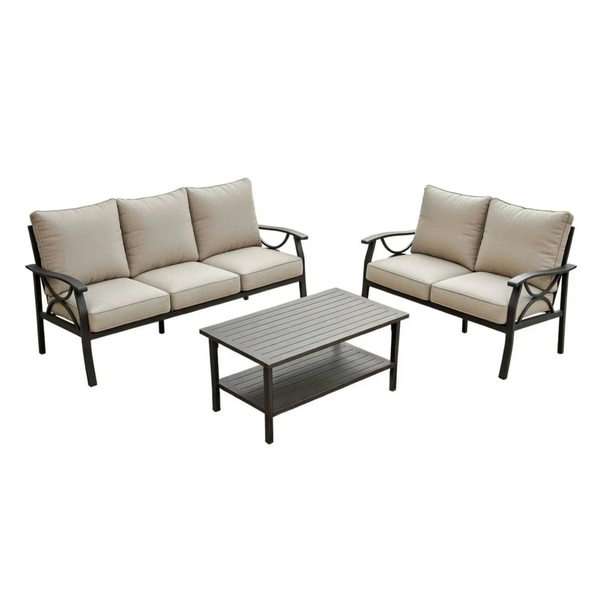 Patio Furniture Set with Coffee Table and Cushions for Backyard by HouseOfZazla