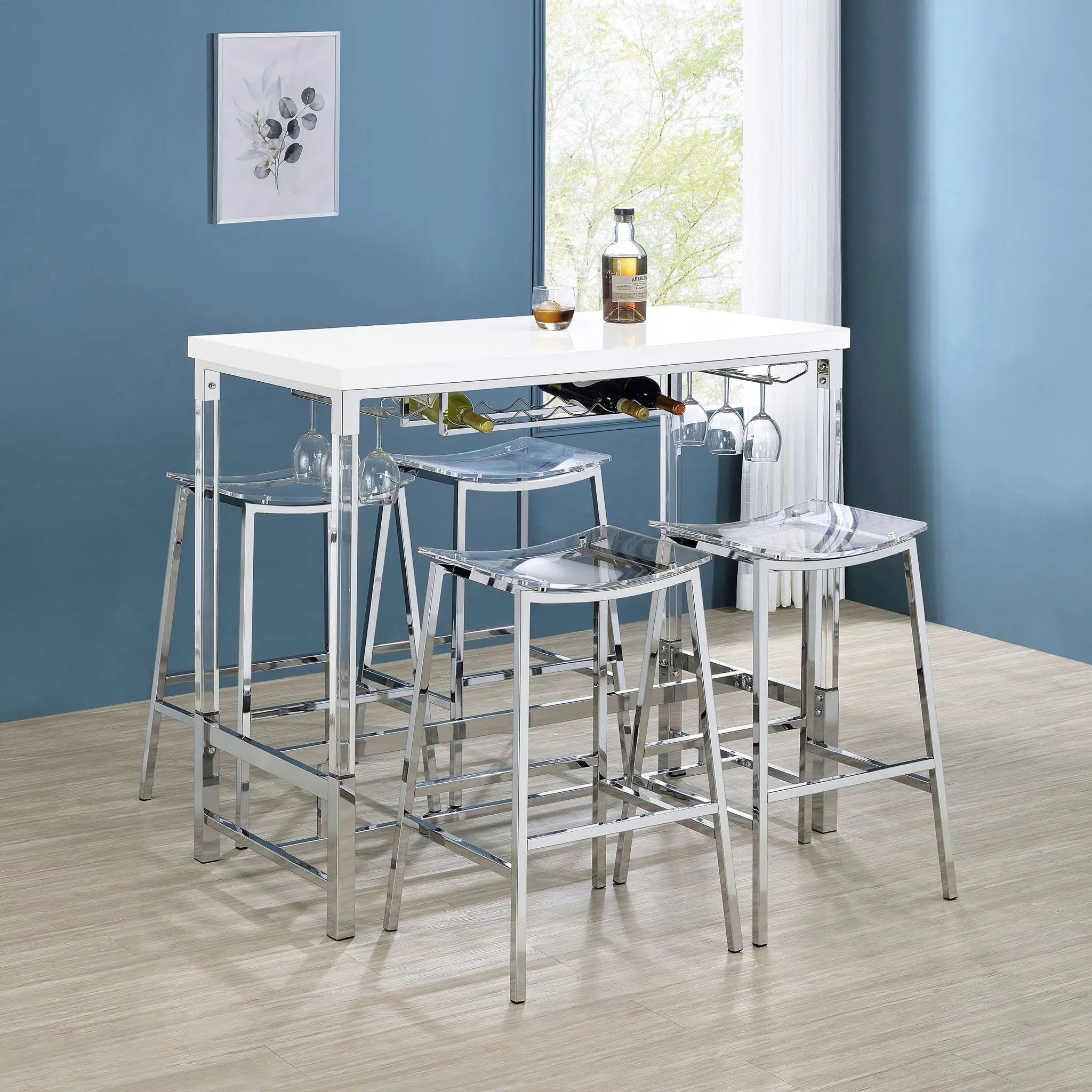 Tonneson - Bar Table With Trestle Base And Wine Storage - White by HouseOfZazla