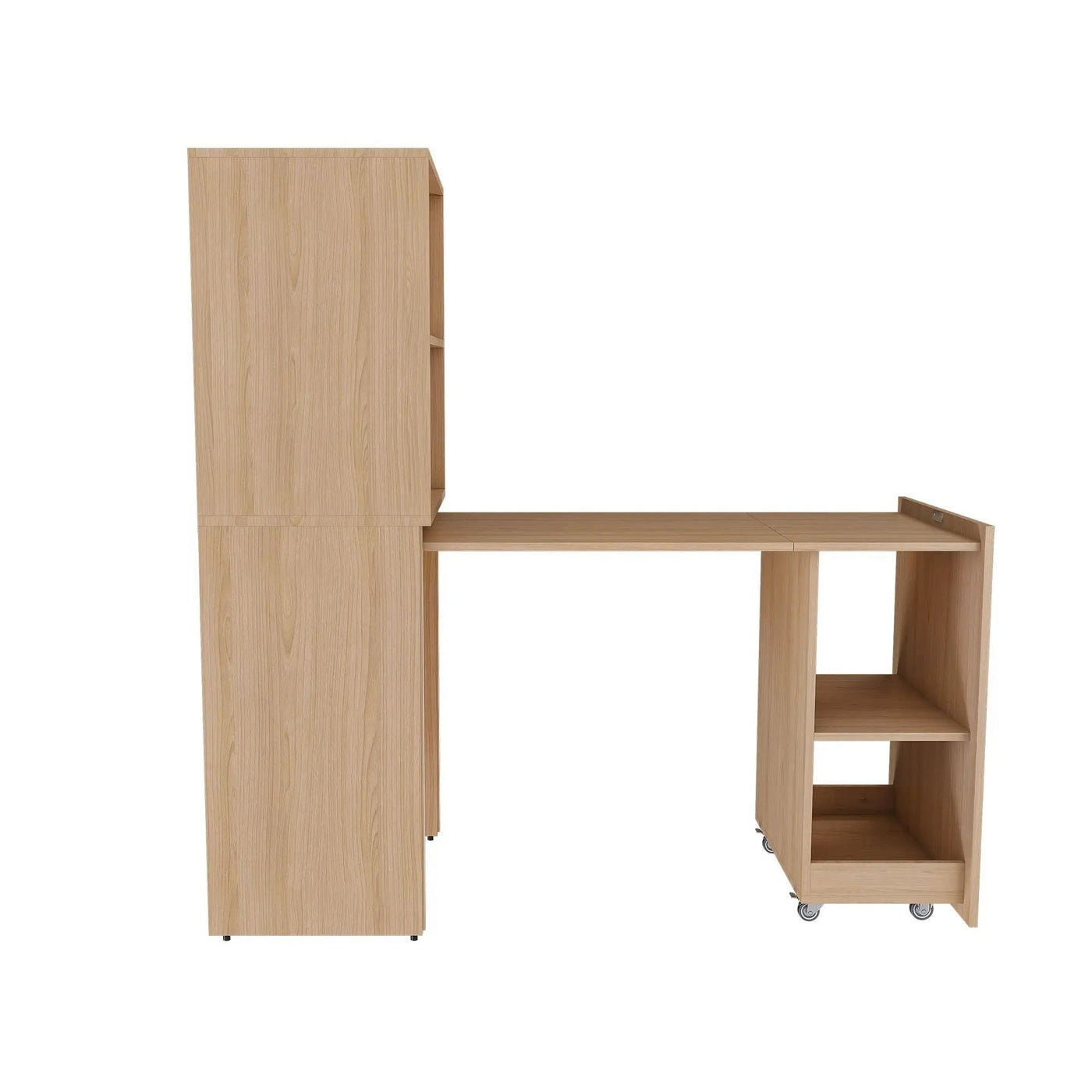 Stretchable Office Desk With Storage Shelves And Mobile Wheels by Unique Piece Furniture