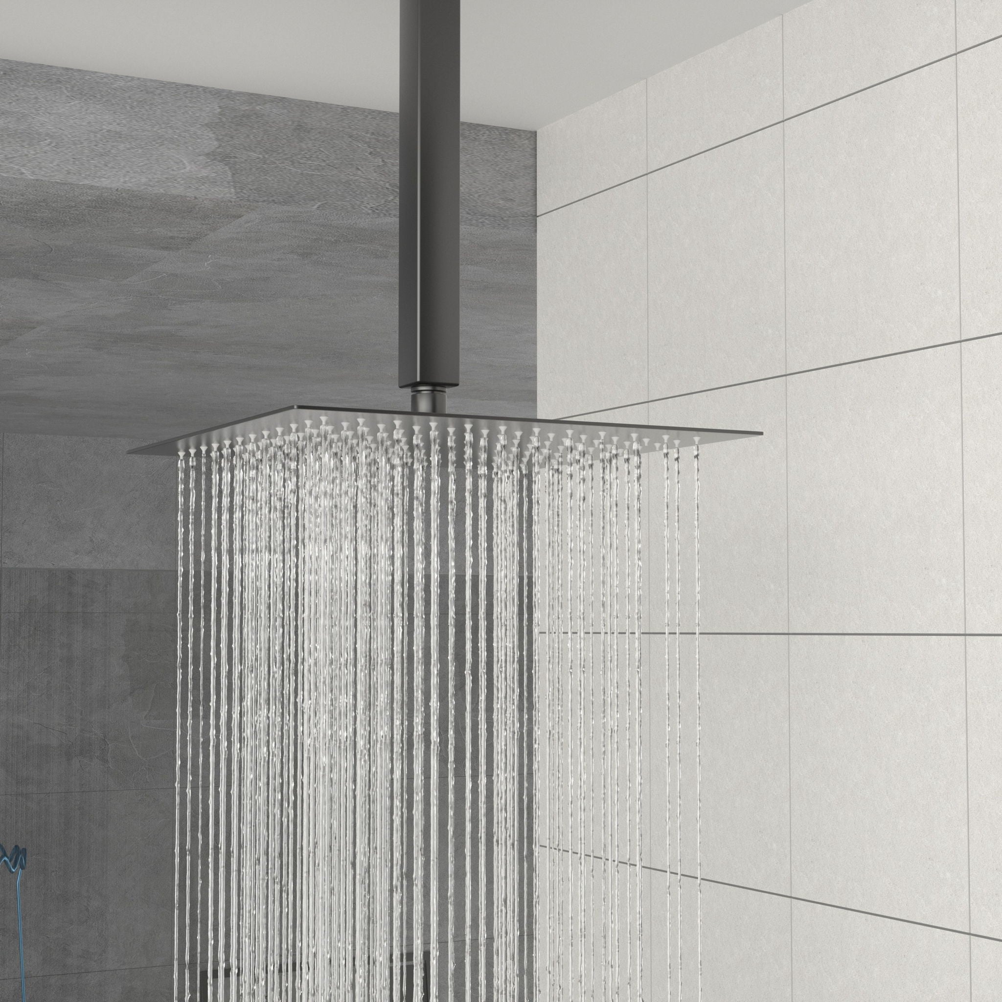 Dual Shower Head 10" Ceiling Mount Square Shower System With Rough In Valve - Matte Black by HouseOfZazla