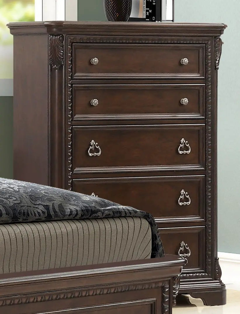 Traditional 5 Drawer Chest - Mahogany by HouseOfZazla