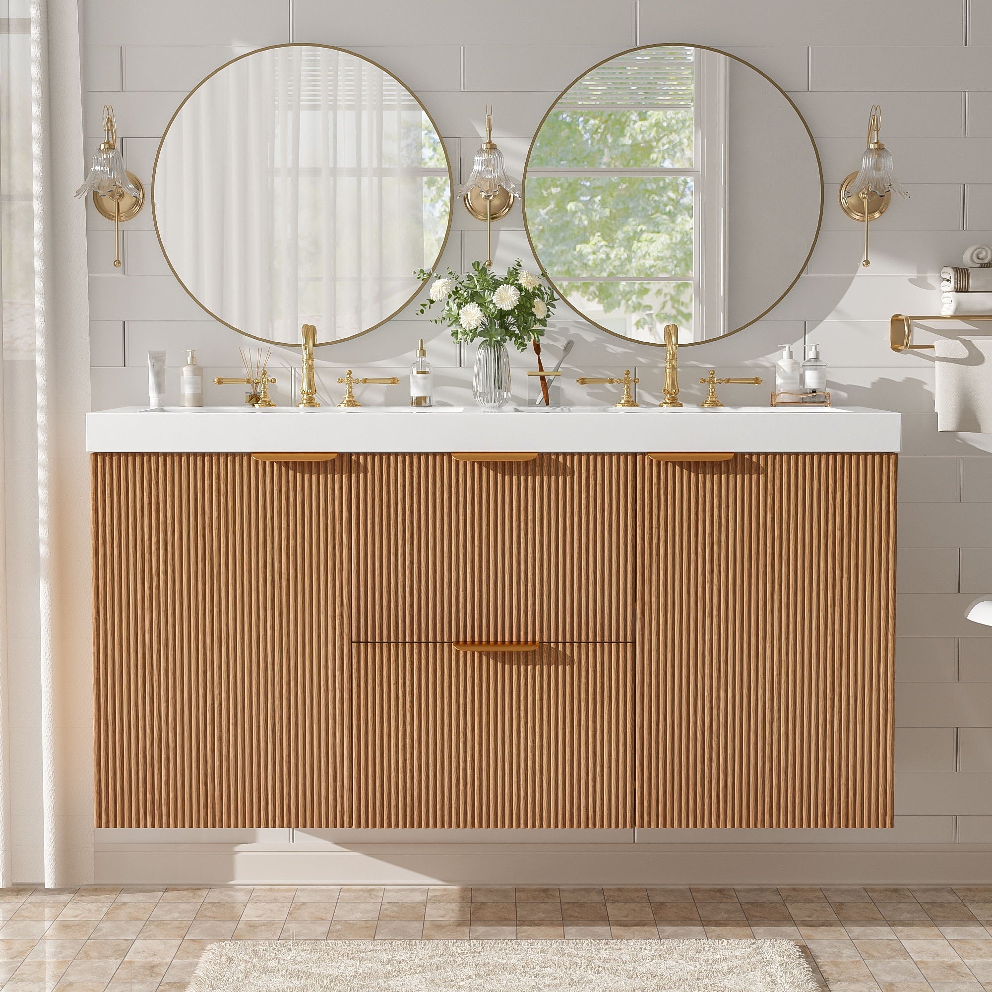 Modern Wall Mounted Bathroom Vanity, Soft Close Doors by Unique Piece Furniture