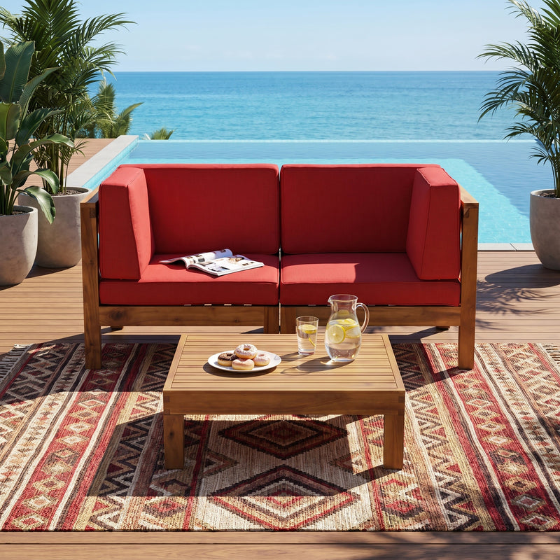 Brava X-Back 2-Seater Sectional Loveseat with Coffee Table by HouseOfZazla