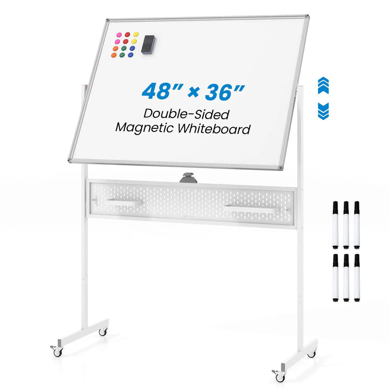 Office Furniture Set: 48 Inches x 36 Inches Mobile Whiteboard+Criss Cross Legged Chair+Linen Upholstered Executive Chair by DirectDeals