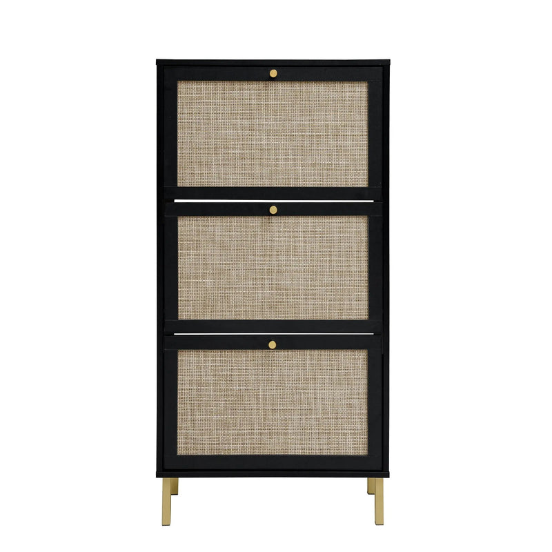 Modern Rattan 3 Door Shoe Rack Cabinet for Entryway by HouseOfZazla
