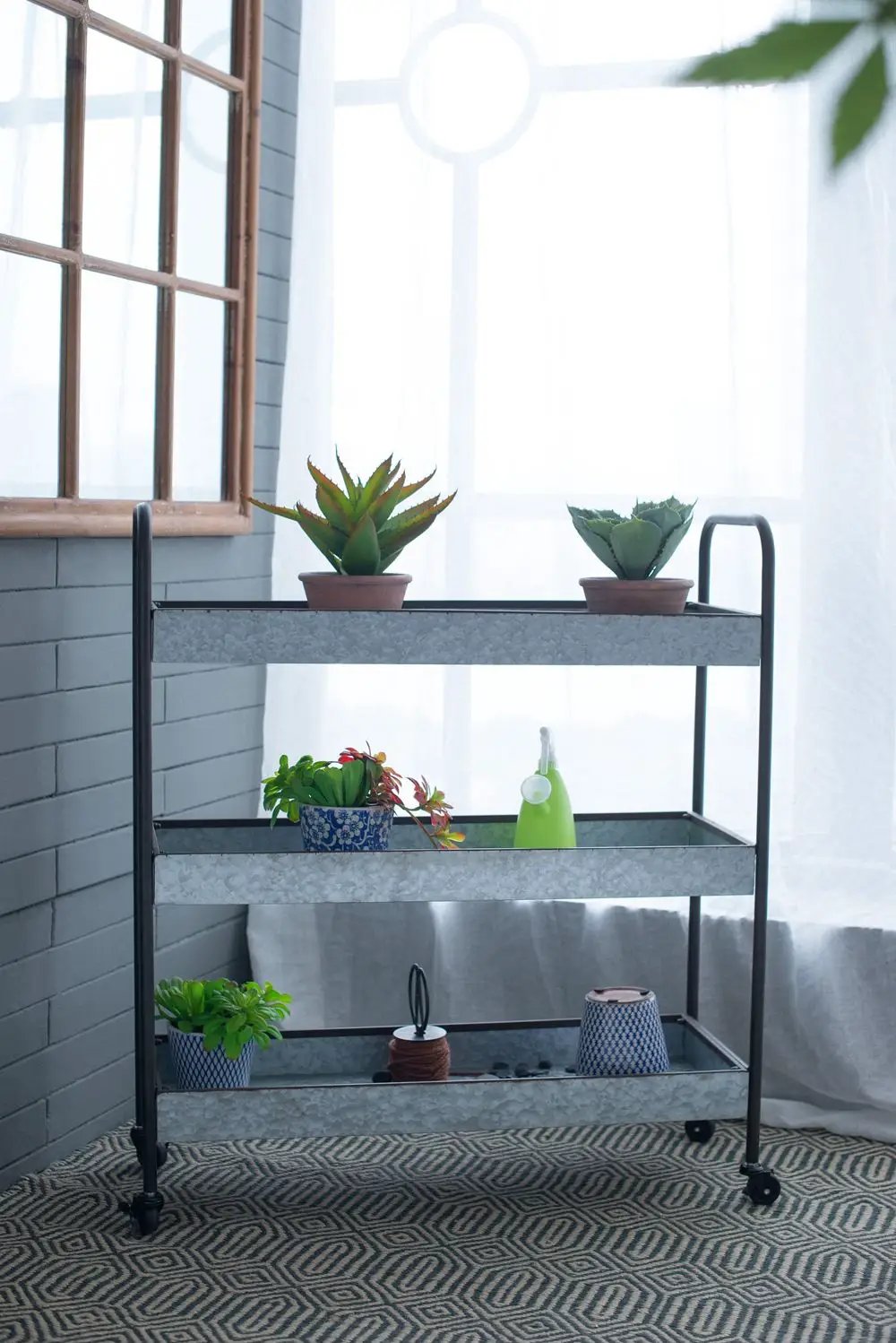 Homestead Galvanized Shelf Display 3 Tier - Metallic Gray by Unique Piece Furniture