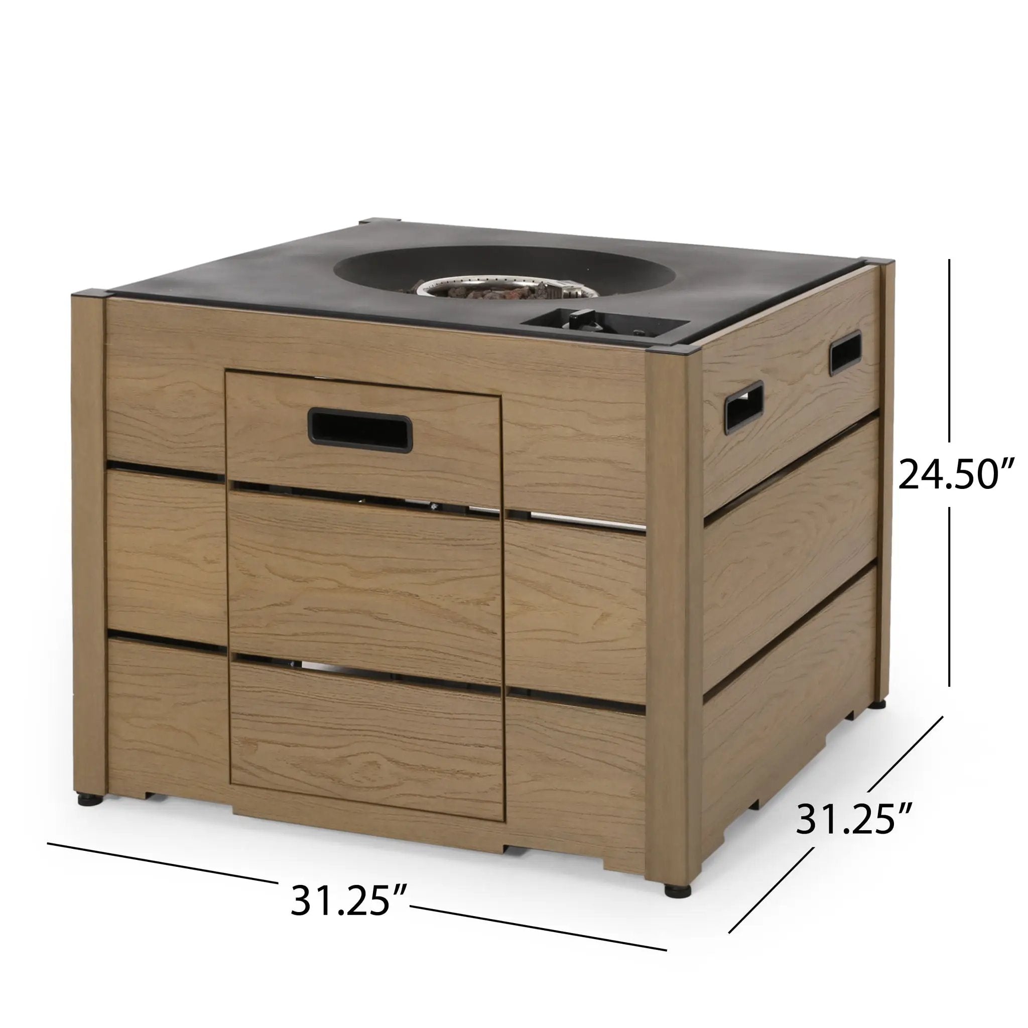 Rustic Style Outdoor Square Propane Fire Pit, 40,000 BTU by HouseOfZazla