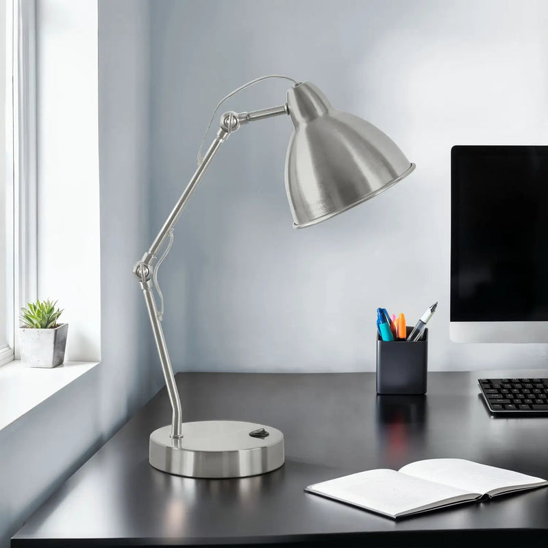Lighting, Table Lamp, USB Port Included, Nickel Metal, Nickel Shade, Modern - Silver by Unique Piece Furniture