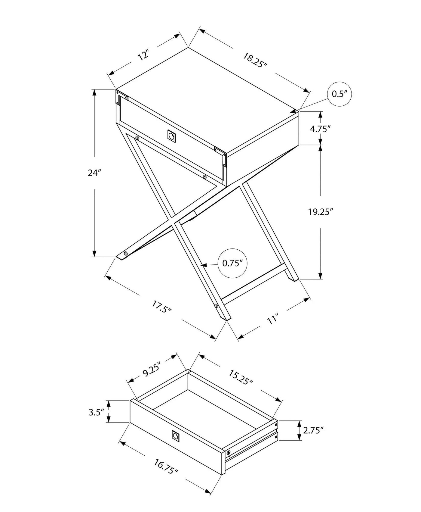 Accent Side Table, Storage Drawer, Stylish Design Contemporary & Modern by Unique Piece Furniture