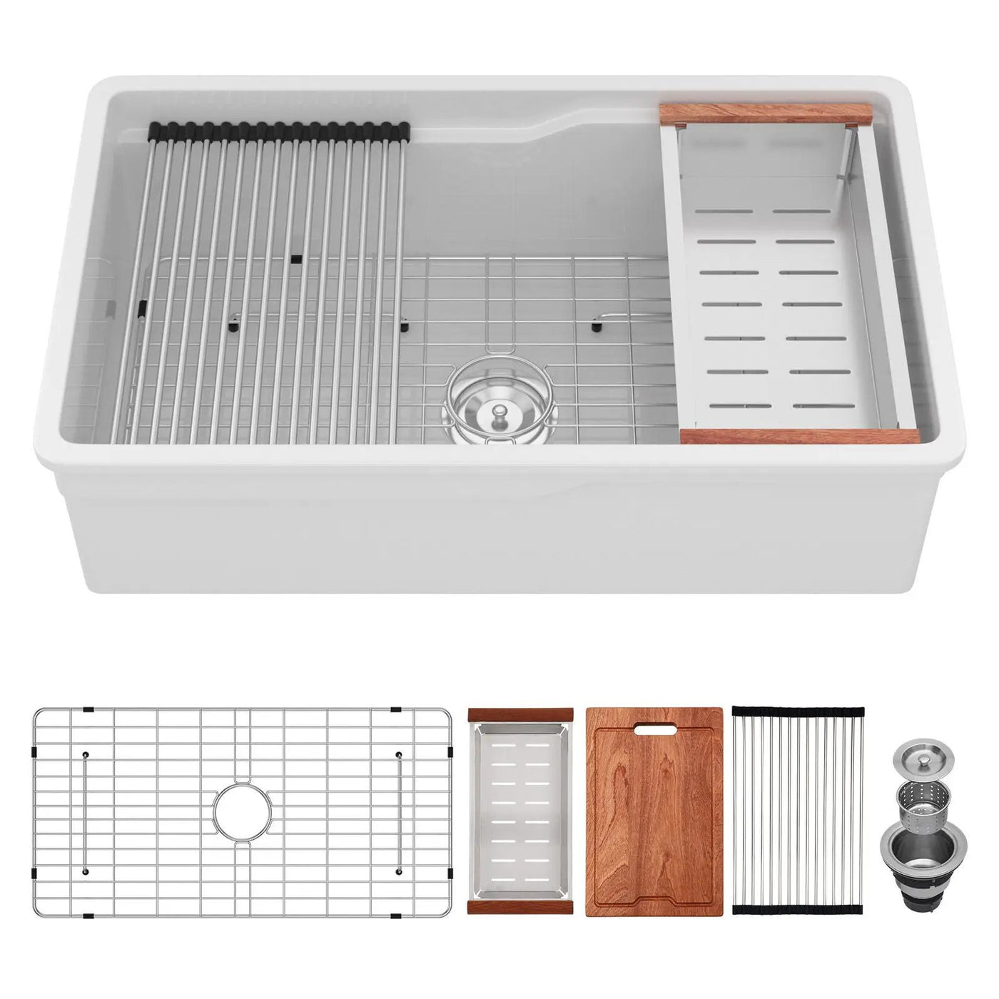 Undermount Workstation Single Bowl Porcelain Ceramic Kitchen Sink by HouseOfZazla