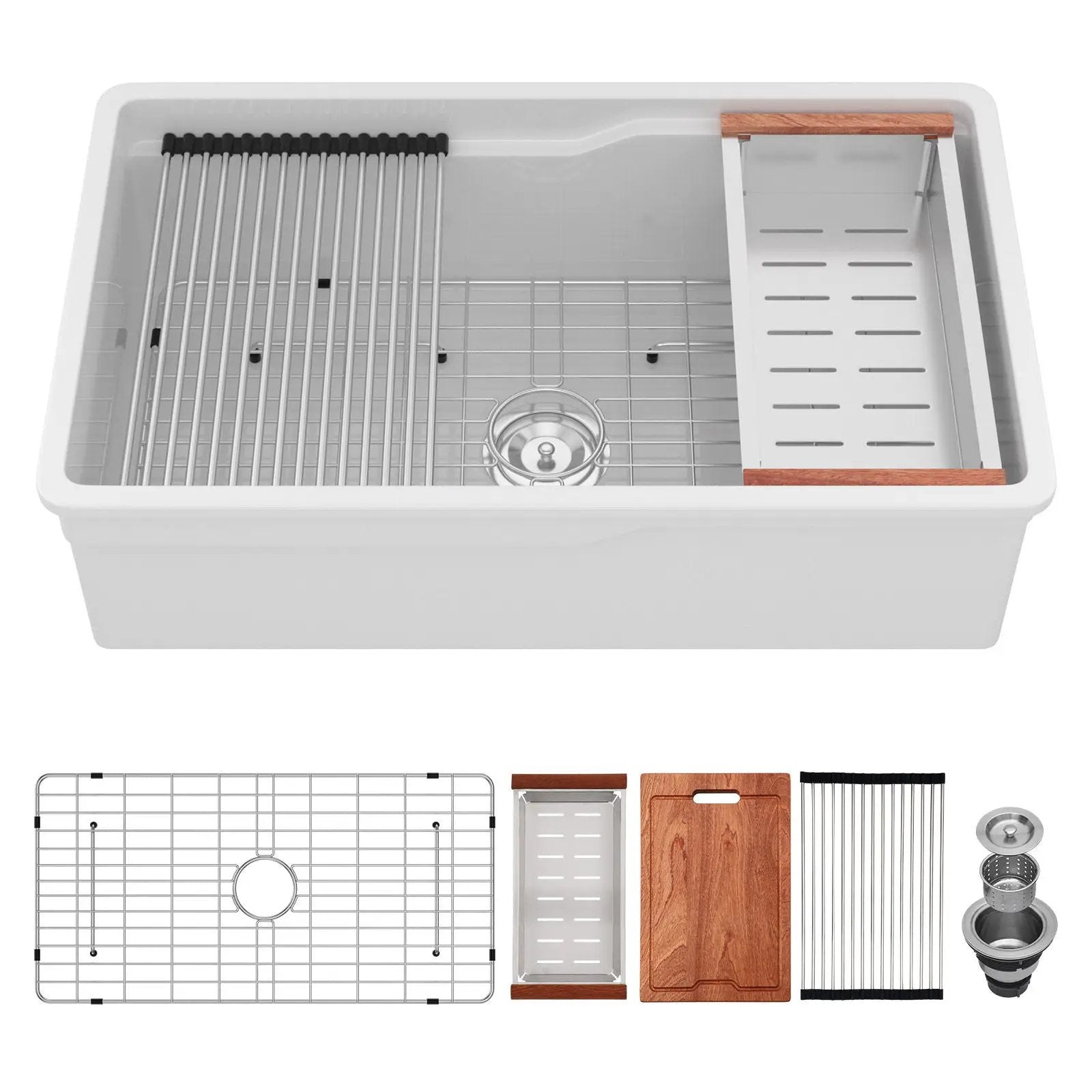 Undermount Workstation Single Bowl Porcelain Ceramic Kitchen Sink by HouseOfZazla