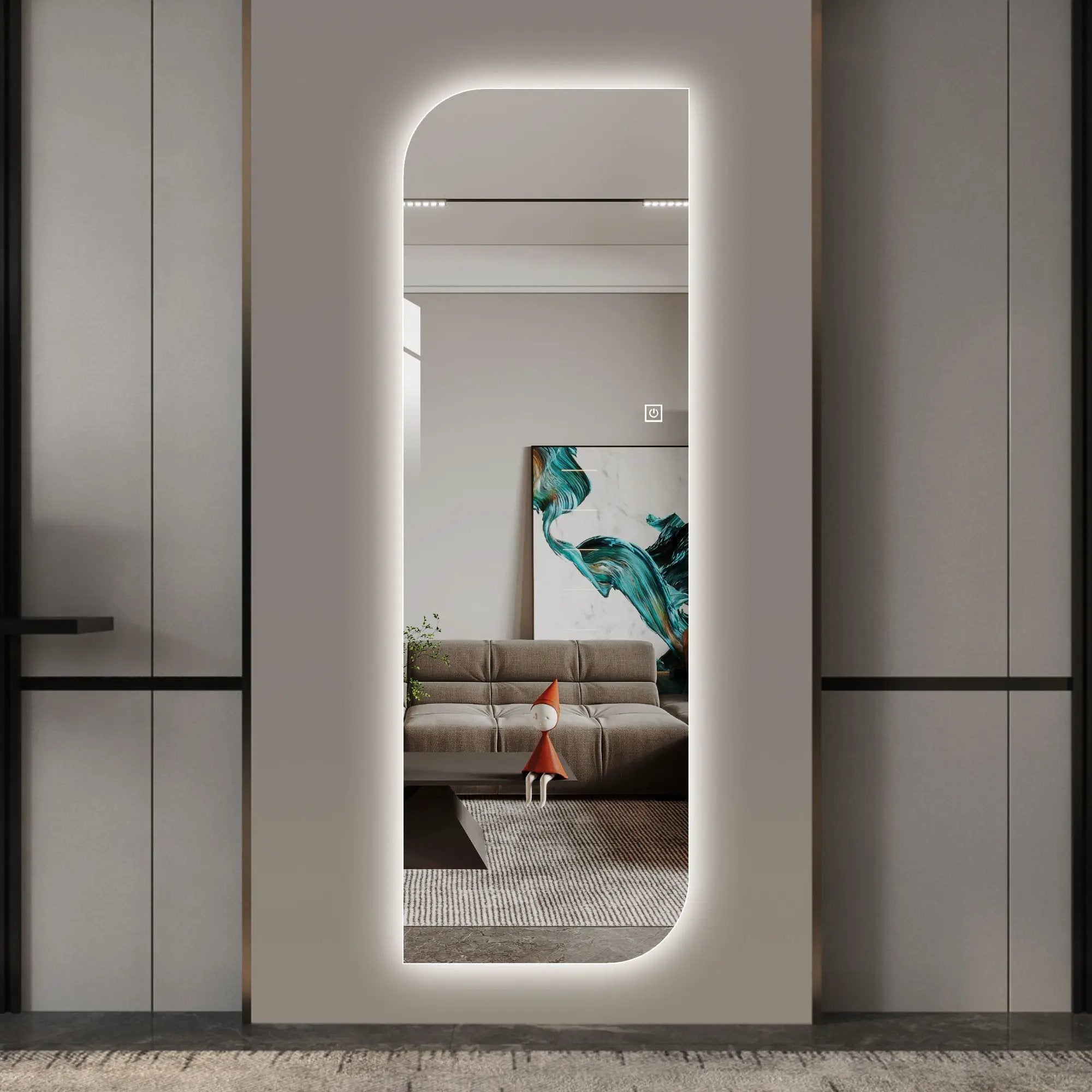 Irregular Shape LED Full Length Wall Mirror With 3 Color Dimmable Lighting - Silver by HouseOfZazla
