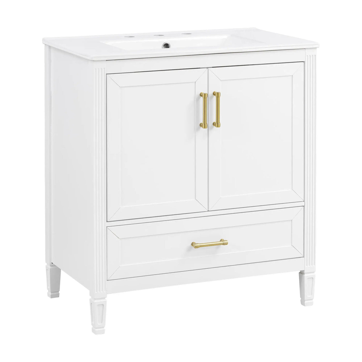 Elegant Fluted Bathroom Vanity With Sink, Soft Close Doors & Drawer by HouseOfZazla