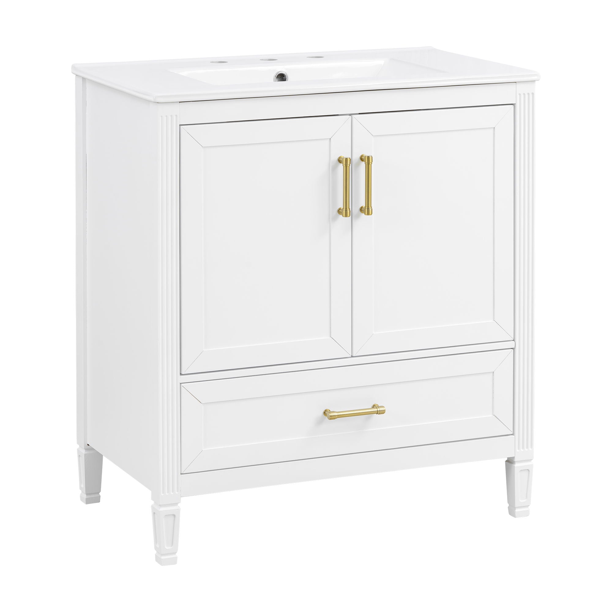 Elegant Fluted Bathroom Vanity With Sink, Soft Close Doors & Drawer by HouseOfZazla