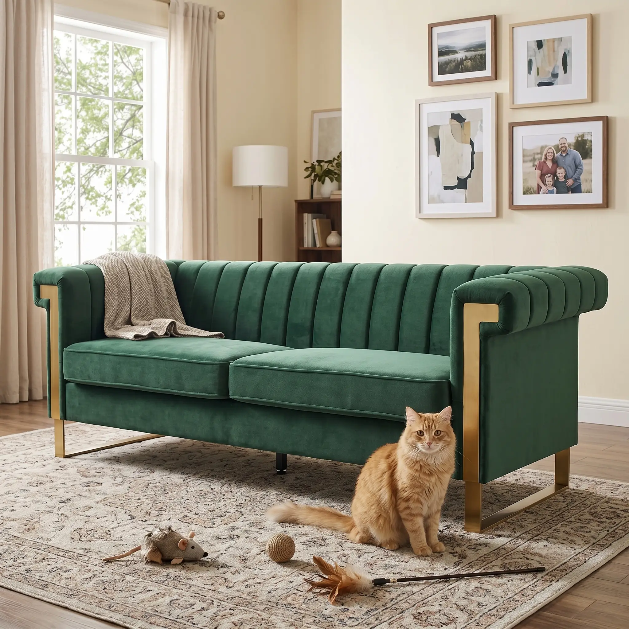 FX-P81B-RG 834-14 Velvet Sofa with Gold Accents by HouseOfZazla