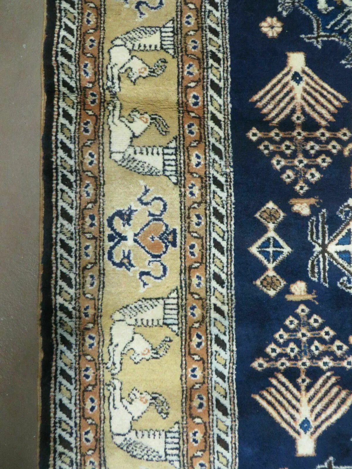 Persian Qum Rug 5.6 x 8.8, Navy Blue by Jewel Rugs