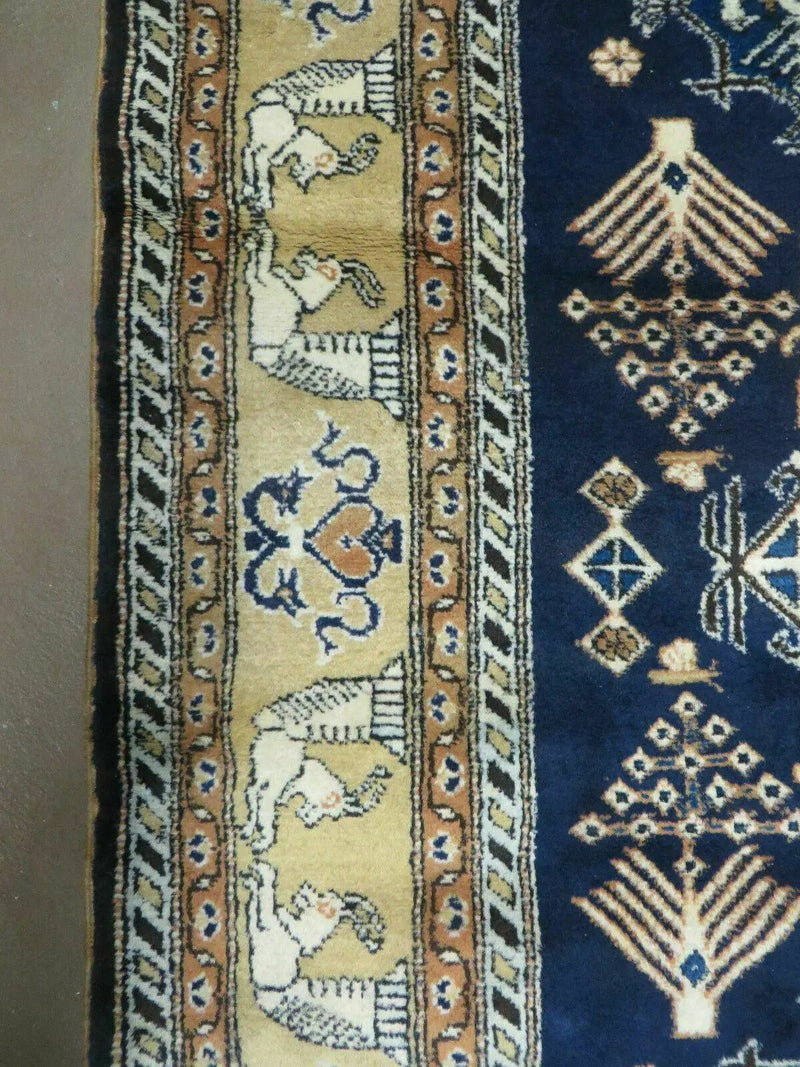 Persian Qum Rug 5.6 x 8.8, Navy Blue by Jewel Rugs