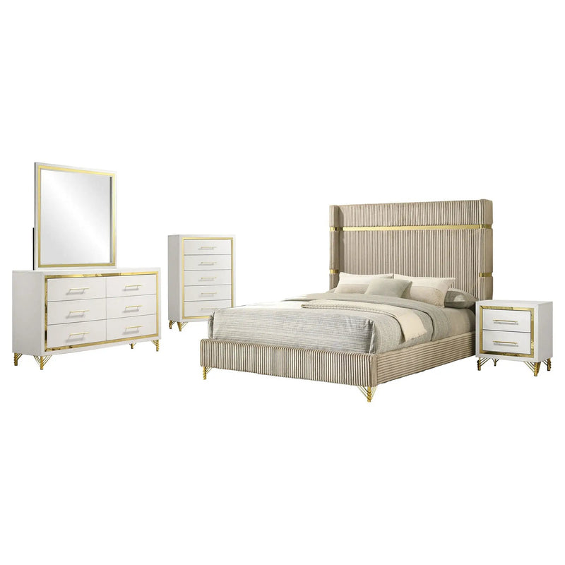 Lucia 5-piece Eastern King Bedroom Set Beige and White by Unique Piece Furniture