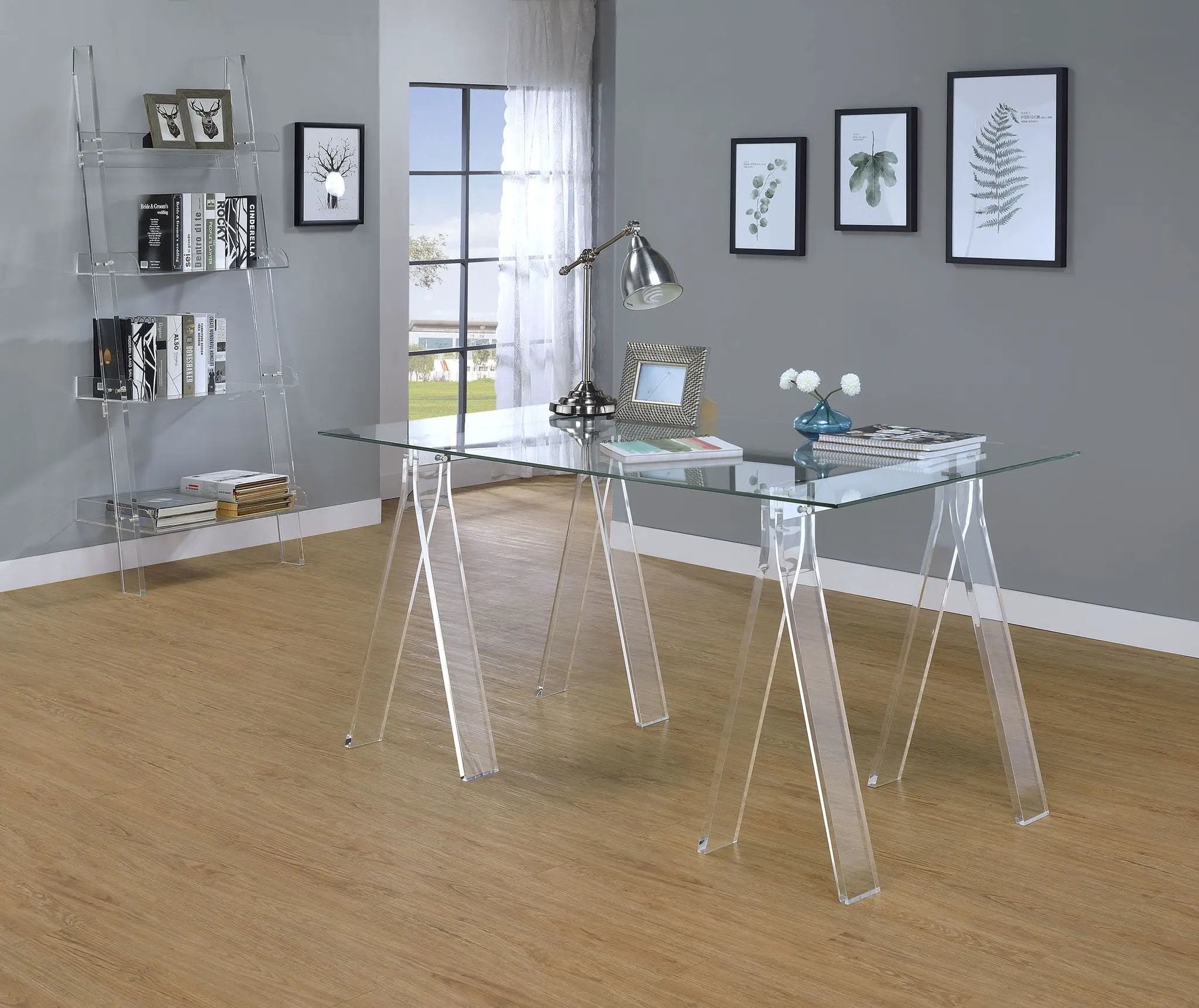 Amaturo 59-inch Glass Top Acrylic Writing Desk Clear by Unique Piece Furniture