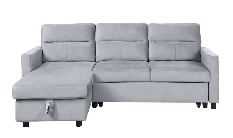 Ruby - Reversible Sleeper Sectional Sofa With Storage Chaise And Side Pocket - Light Gray by Unique Piece Furniture
