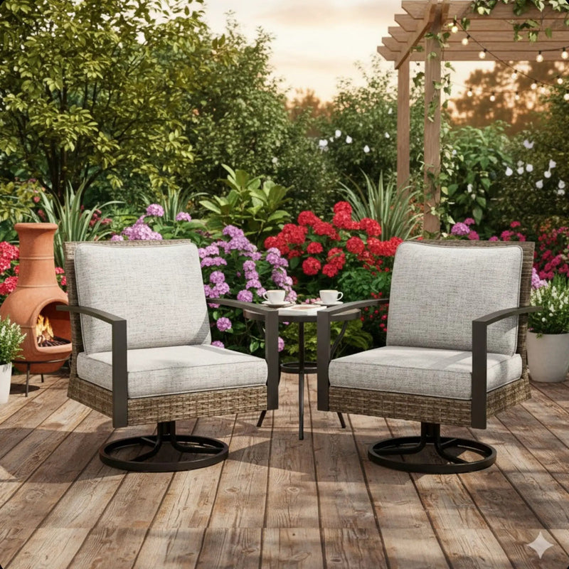 Swivel Rocker Patio Chairs With Cushions, All Weather (Set of 2) - Gray by HouseOfZazla