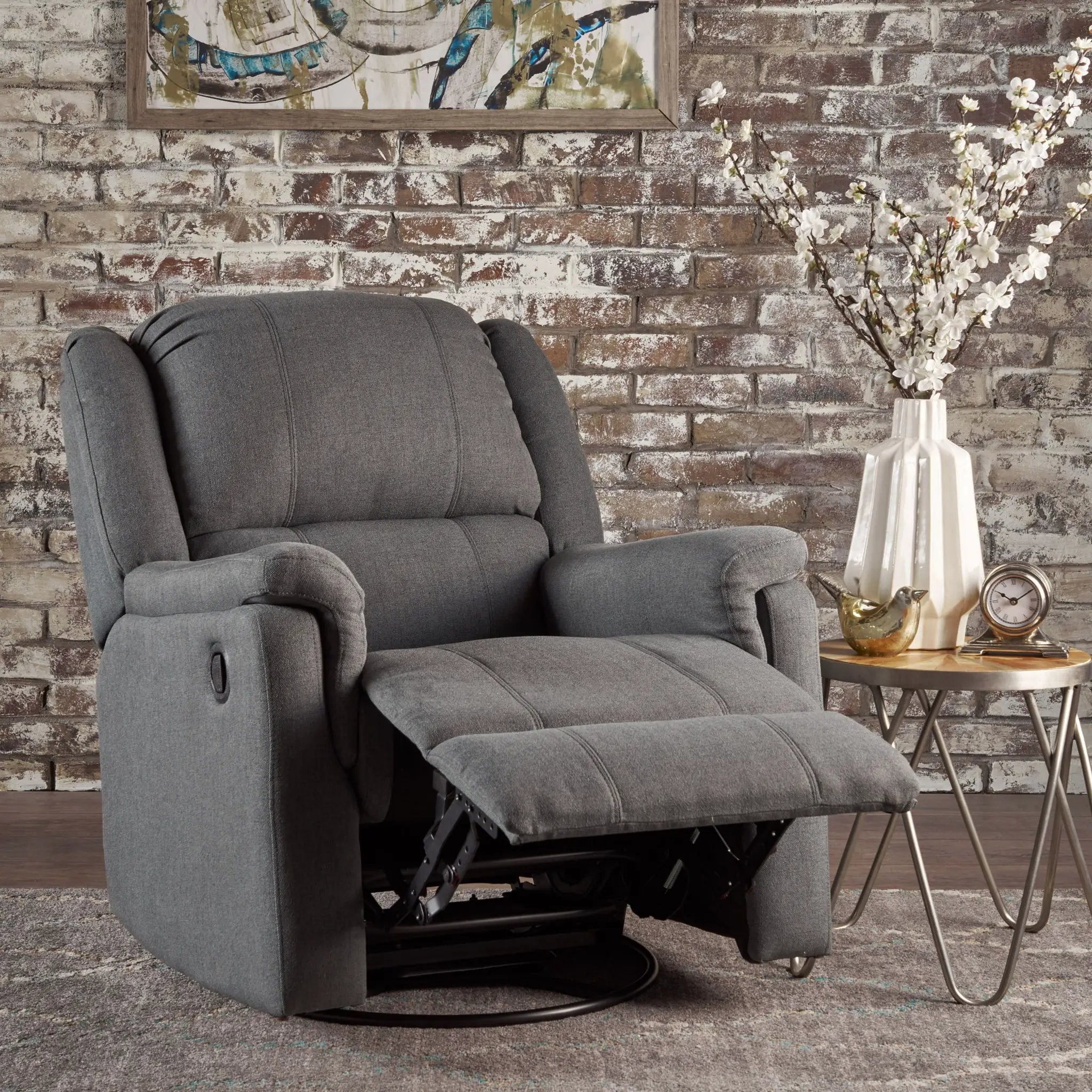 Glider Recliner With Swivel, Manual Reclining Chair by HouseOfZazla