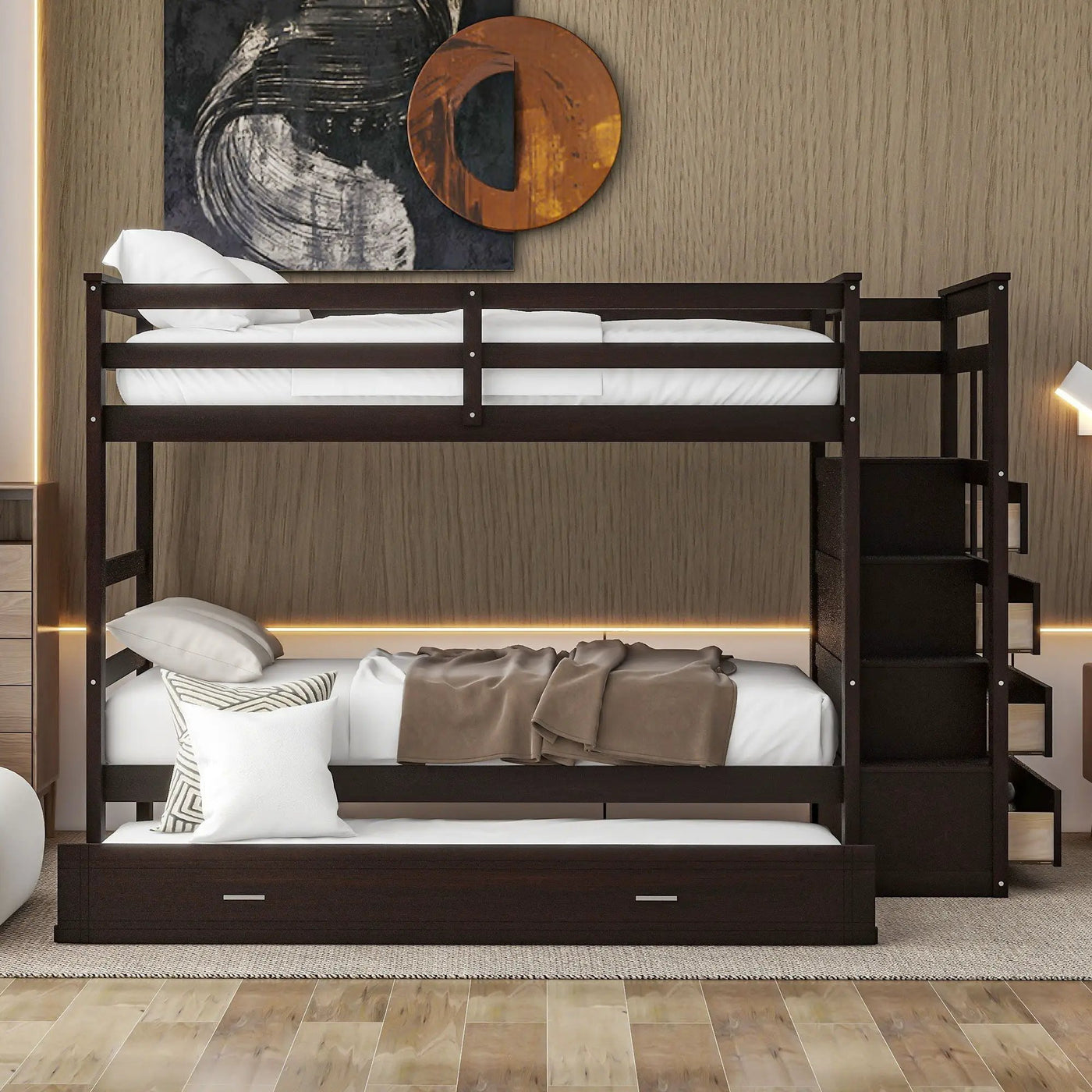 Bunk Bed With Trundle And Staircase by HouseOfZazla