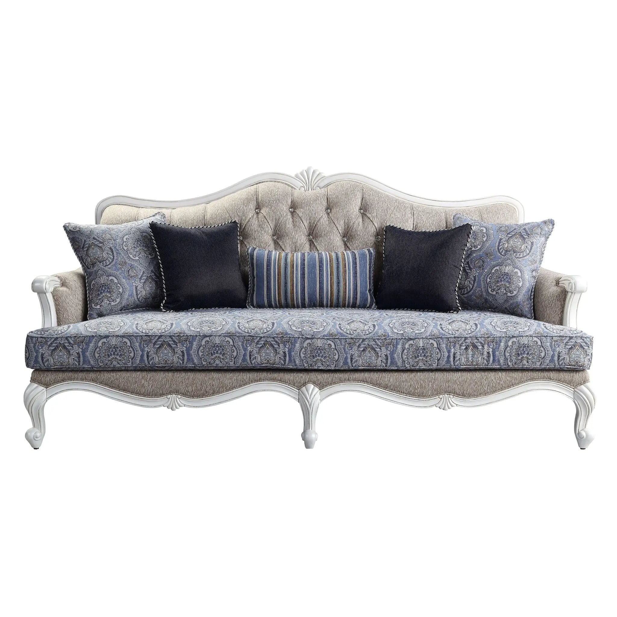 Ciddrenar - Sofa With 5 Pillows - Fabric & White by Unique Piece Furniture