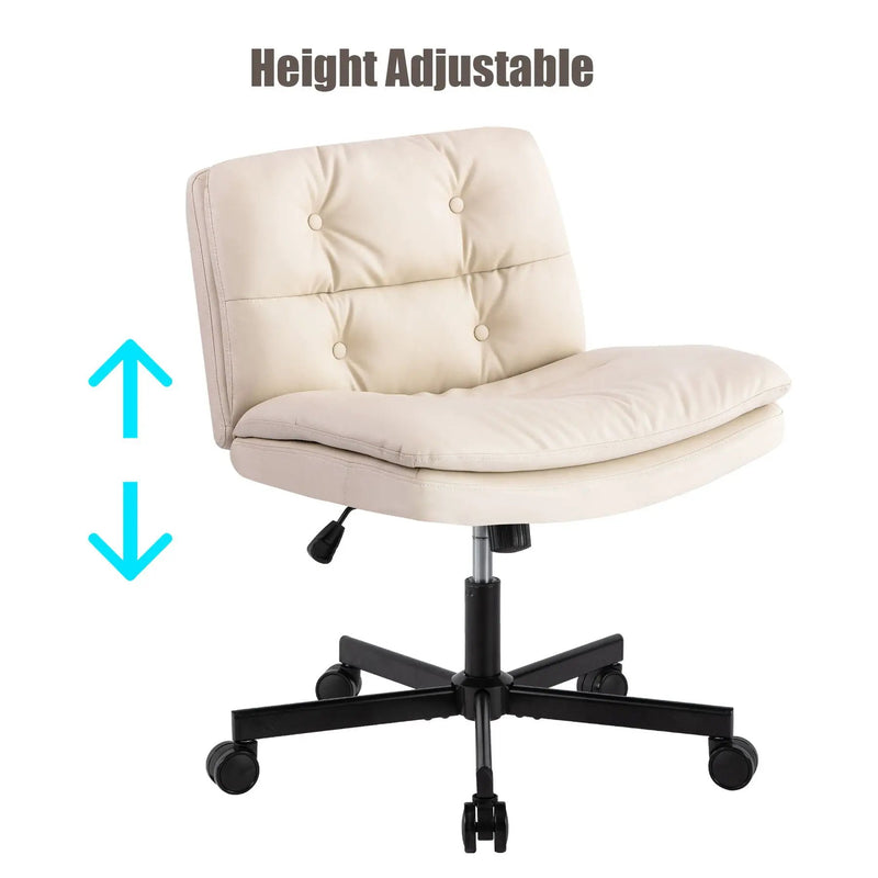 Large Size Swivel Home Office Desk Chair Armless Office Room Chair - Beige by HouseOfZazla