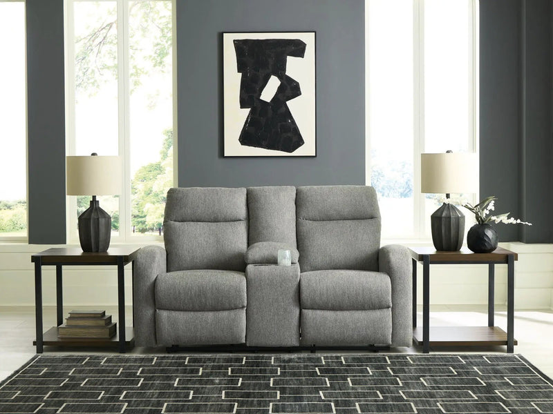 Gauntlet - Double Recline Loveseat With Console - Sterling by Unique Piece Furniture
