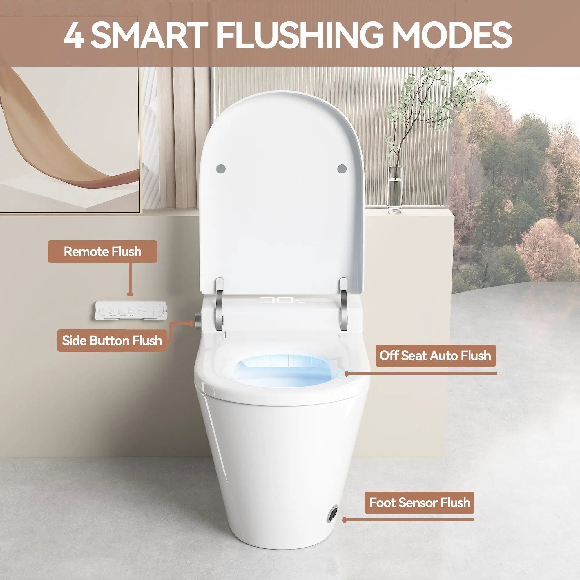Smart Bidet Toilet With Auto Open / Close Seat, Warm Water Wash, Heated Seat, And Wireless Remote Control by HouseOfZazla