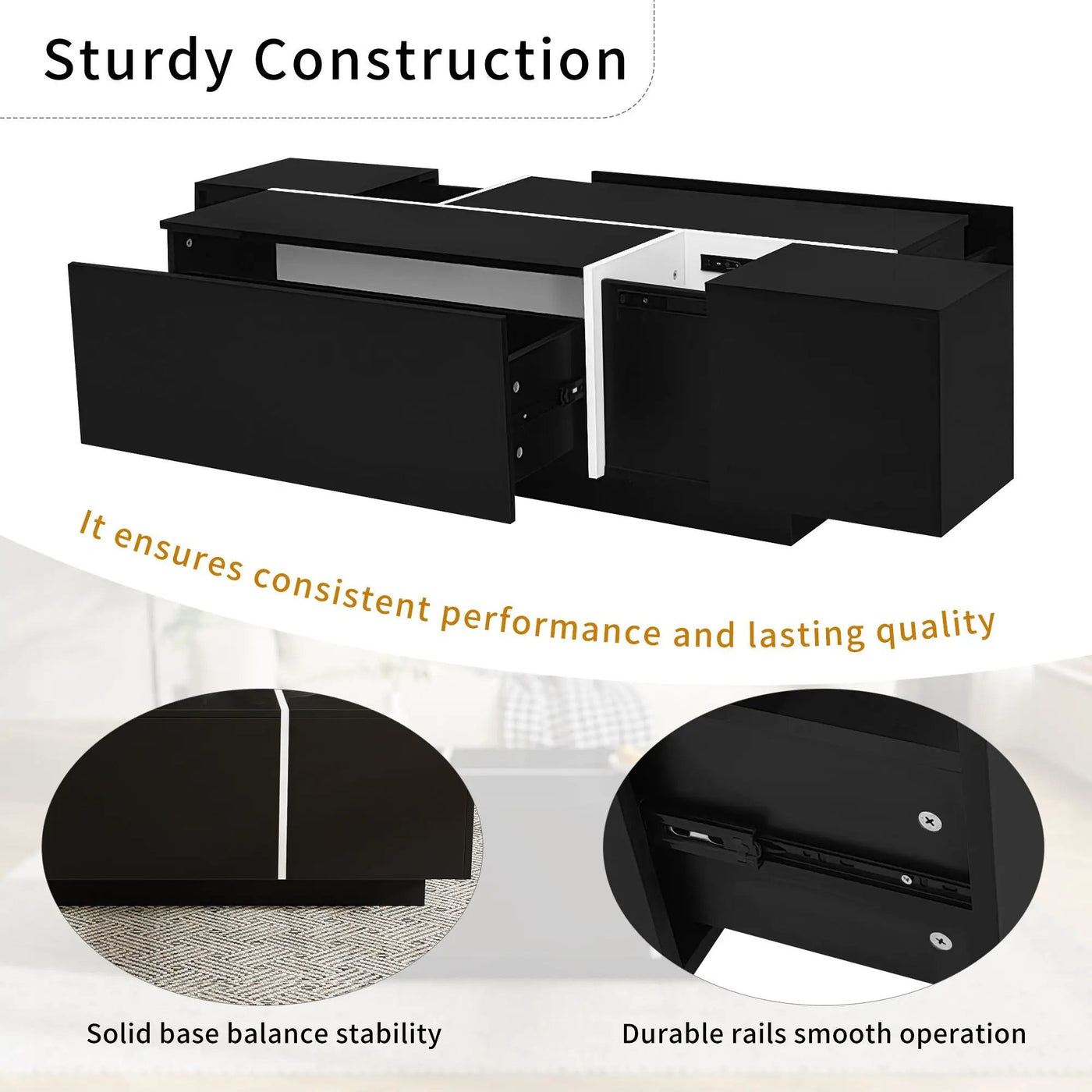 Extendable Coffee Table With 2 Hidden Storage Space And 2 Drawers For Living Room by HouseOfZazla