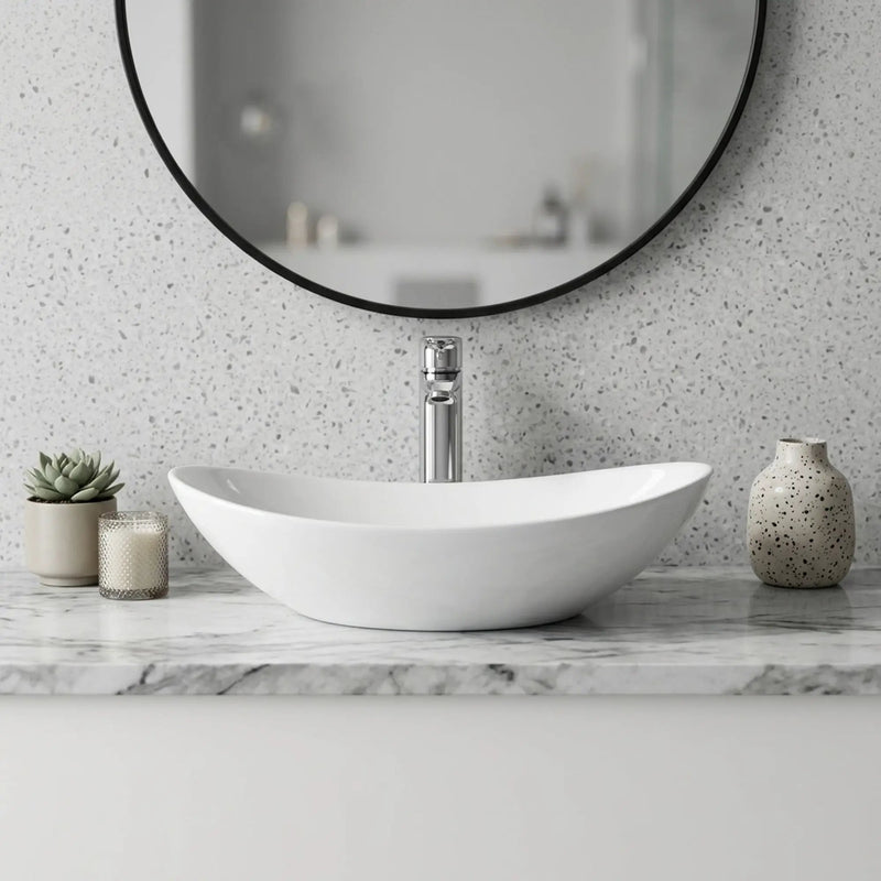 White Oval Ceramic Vessel Sink by HouseOfZazla