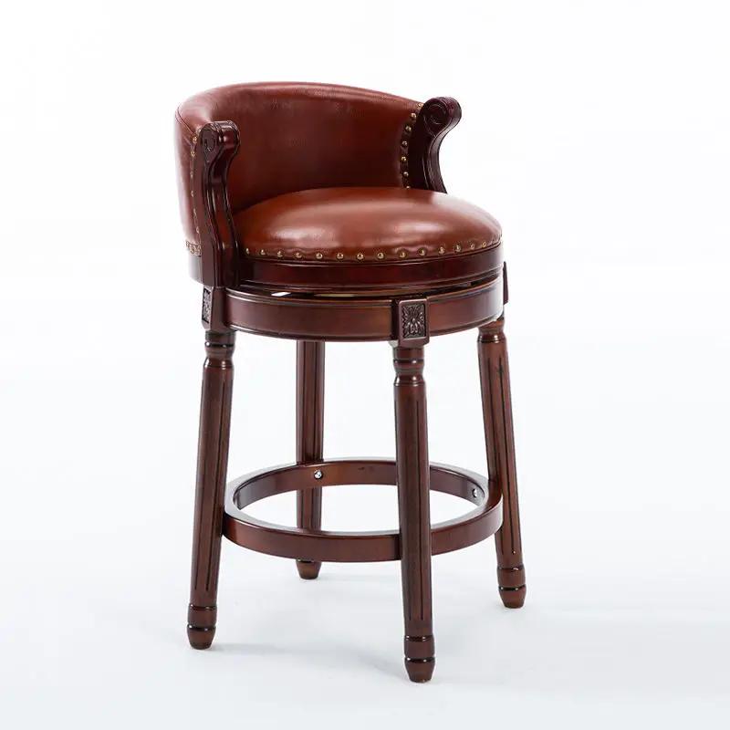 Seat Height 26'' Cow Top Wooden Bar Stool, 360 Degree Swivel Bar Height Chair With Backs For Home Kitchen Counter by HouseOfZazla