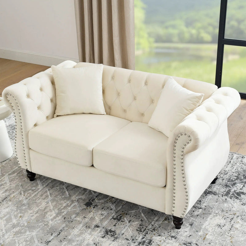 Chesterfield Sofa With Rolled Arms And Nailhead Trim by HouseOfZazla