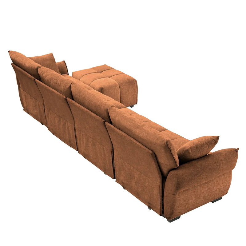 Sofa Set With Ottoman And Pillows, Textured, High Resilience Cushions by HouseOfZazla