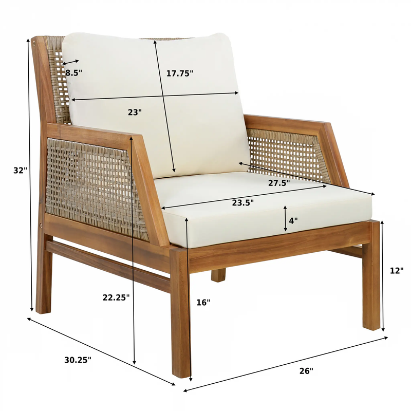 Acacia Wood Patio Furniture Club Chair with Outdoor Wicker by HouseOfZazla
