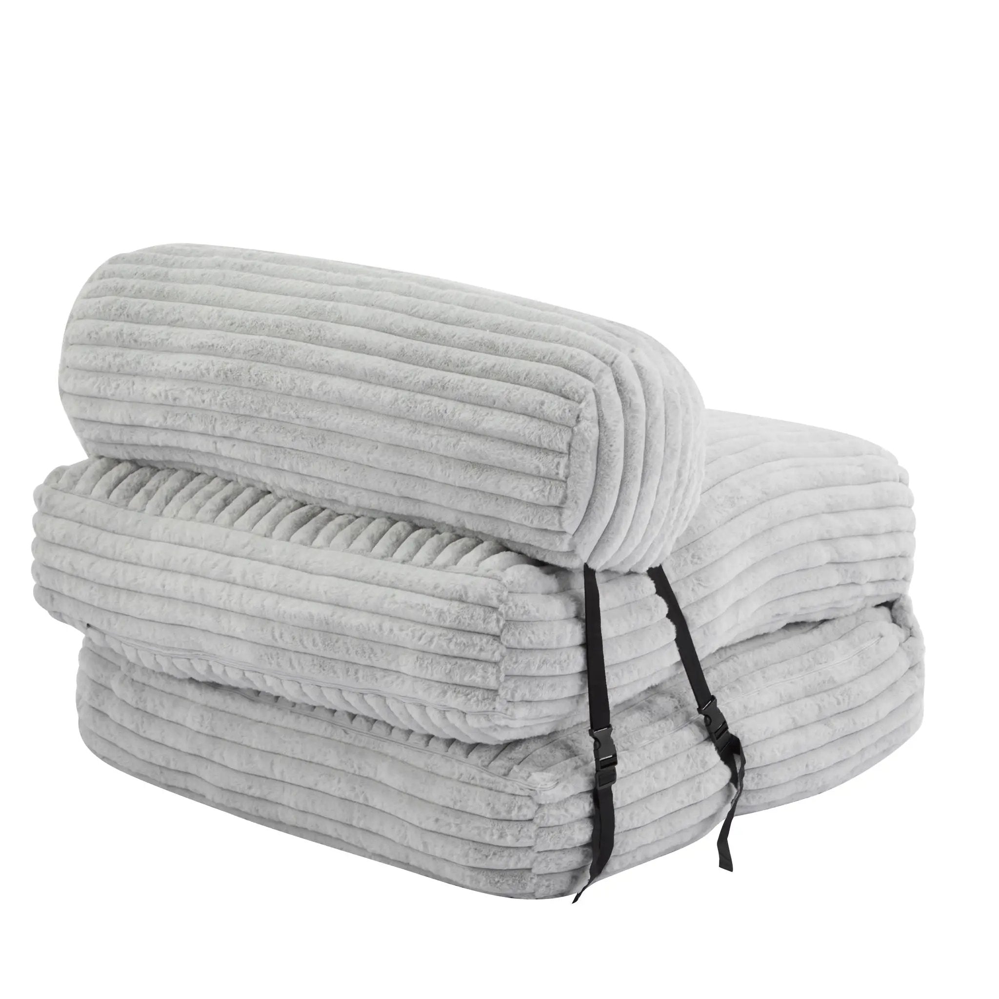 Latina Indoor Foldable Bean Bag Lounge Chair - Light Gray by HouseOfZazla