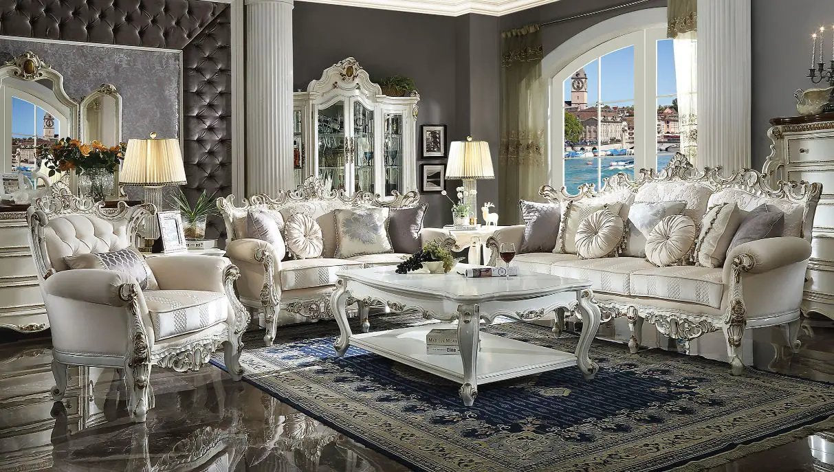 Picardy II - Sofa With 7 Pillows - Fabric & Antique Pearl by Unique Piece Furniture