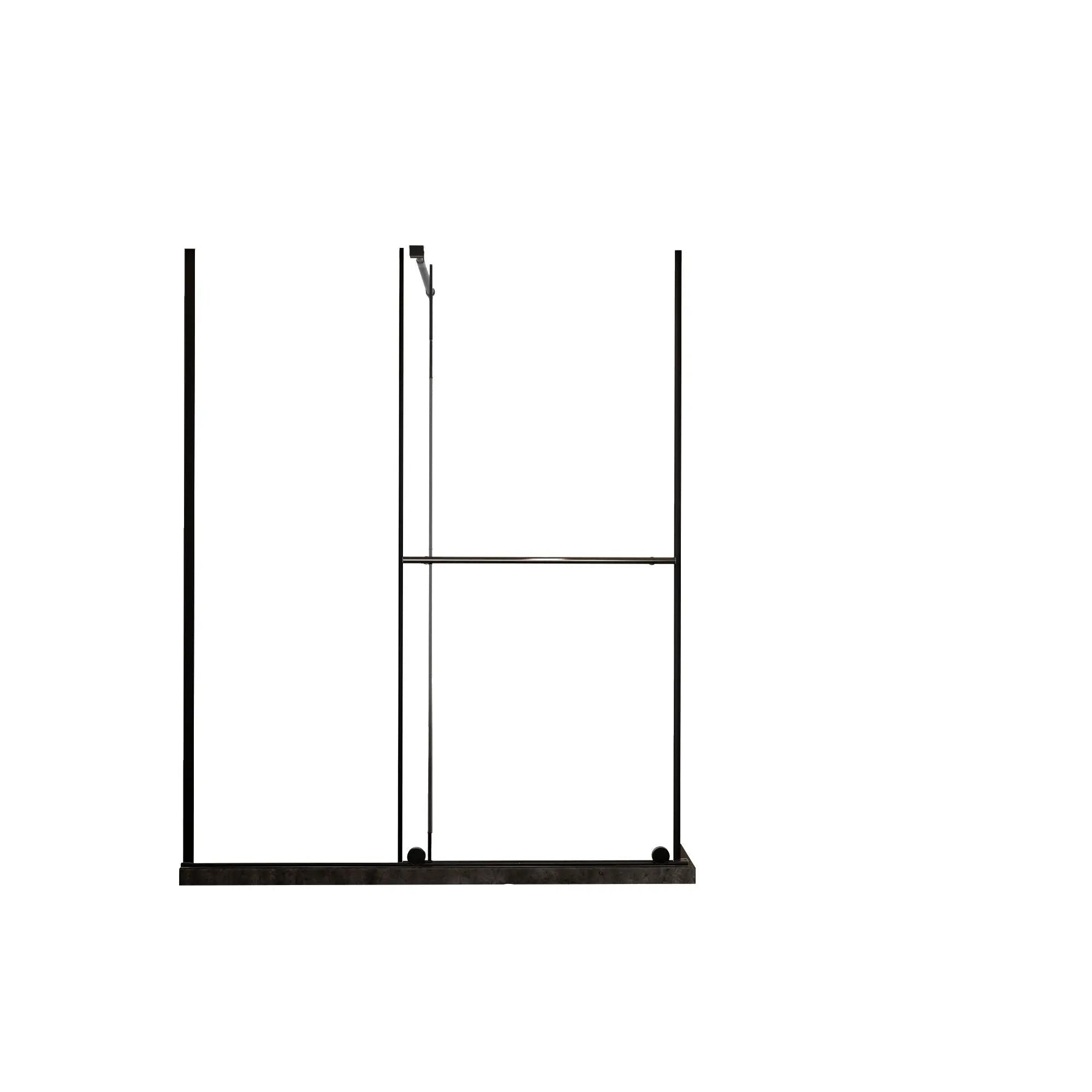 Glass Shower Door, Shower Sliding Door Walk In Shower Screen Dual Usage, 1 / 4" Thick Glass Panel With Stainless Steel Handle, Supporting Bar - Black by HouseOfZazla