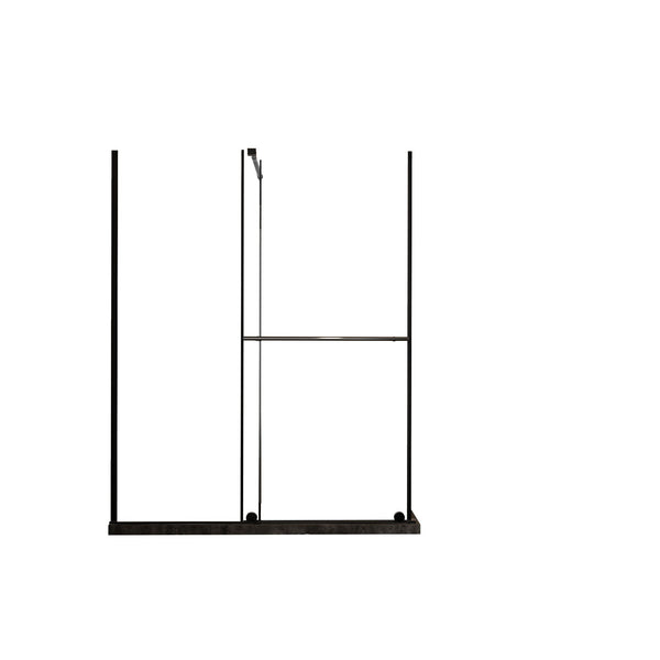 Glass Shower Door, Shower Sliding Door Walk In Shower Screen Dual Usage, 1 / 4" Thick Glass Panel With Stainless Steel Handle, Supporting Bar - Black