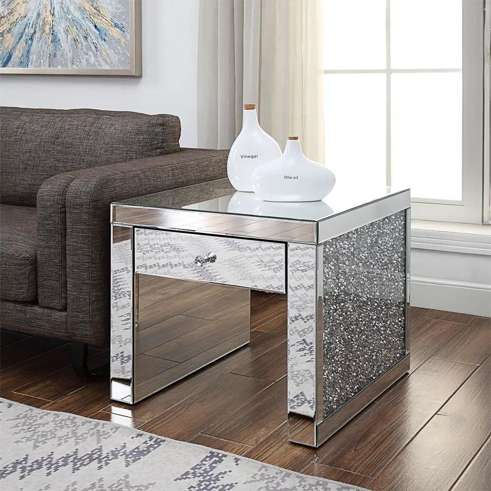Noralie - 24" Square End Table - Mirrored & Faux Diamonds by Unique Piece Furniture