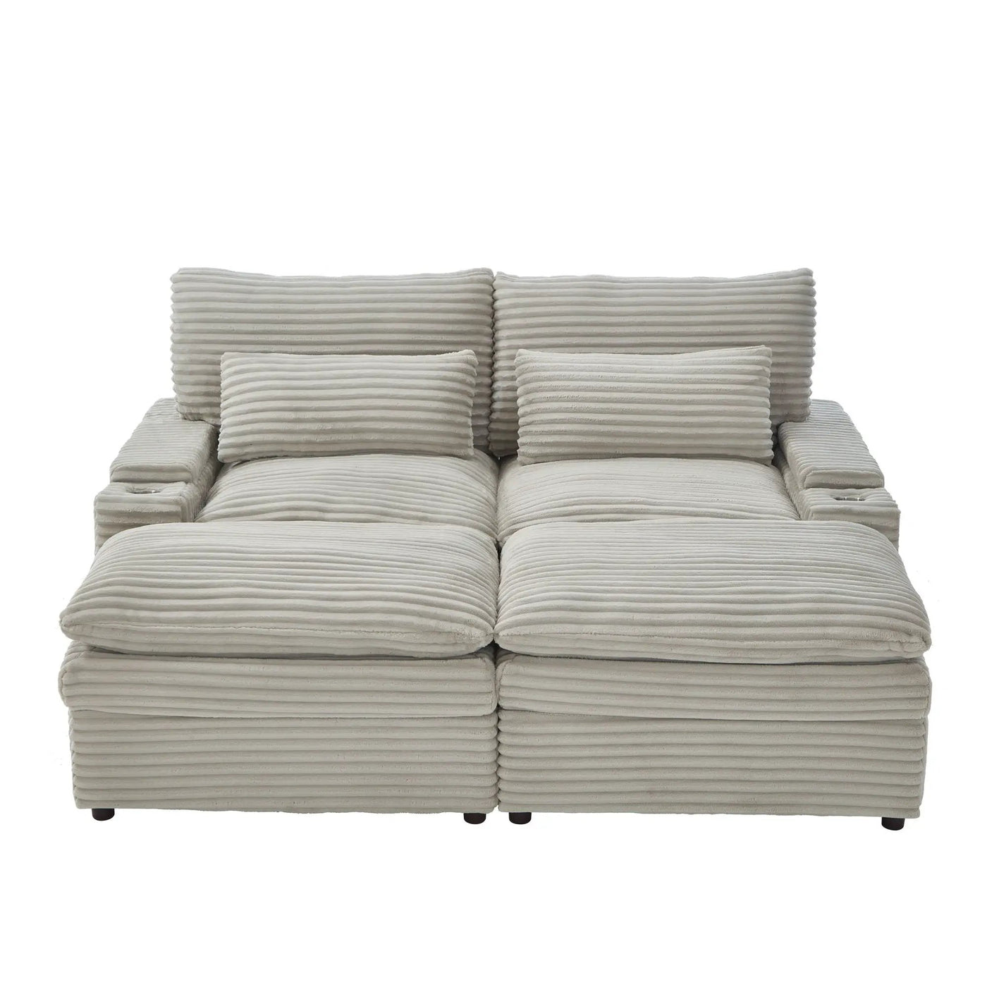 Convertible Loveseat Sofa With Storage, USB Ports, Cup Holders by HouseOfZazla