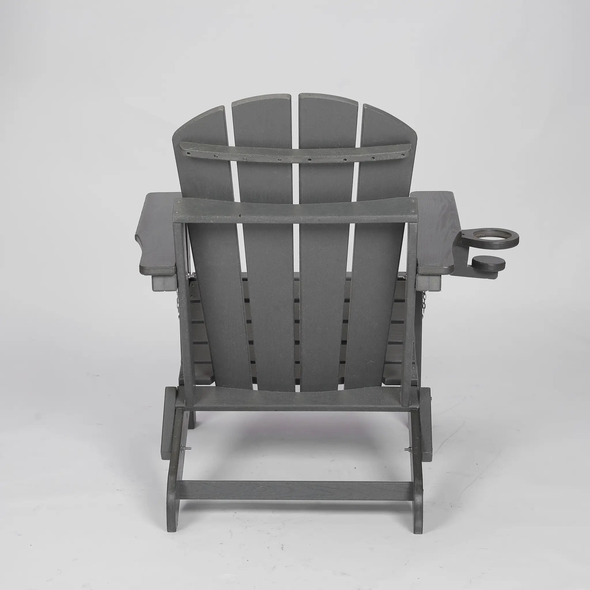HDPE Folding Adirondack Chair with Dual Cup Holder - Gray by HouseOfZazla