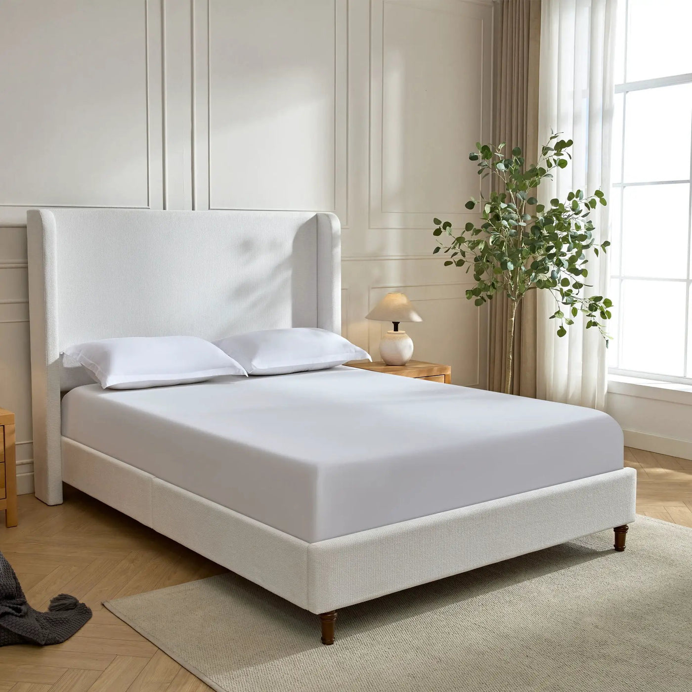 Harper - Tall Headboard Upholstered Bed / High Headboard / Elegant Simplicity / No Box Spring Needed by HouseOfZazla